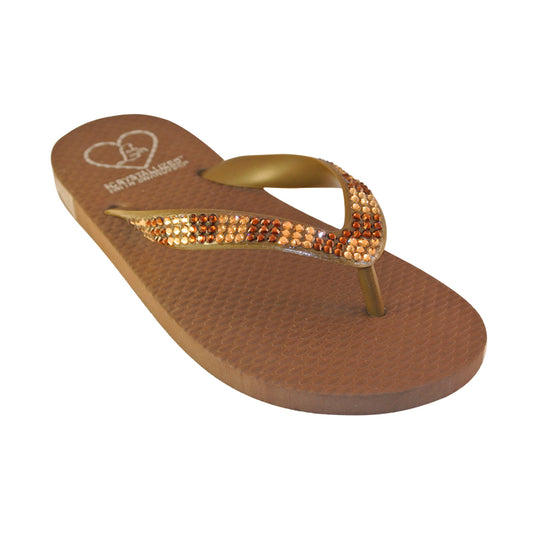Flat Beach Sandal in Camel with lake, colorado, and smoke crystals