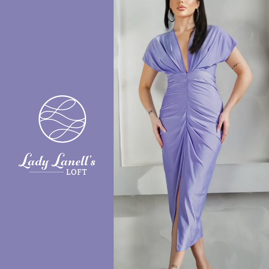 Amethyst Ruched Midi Dress