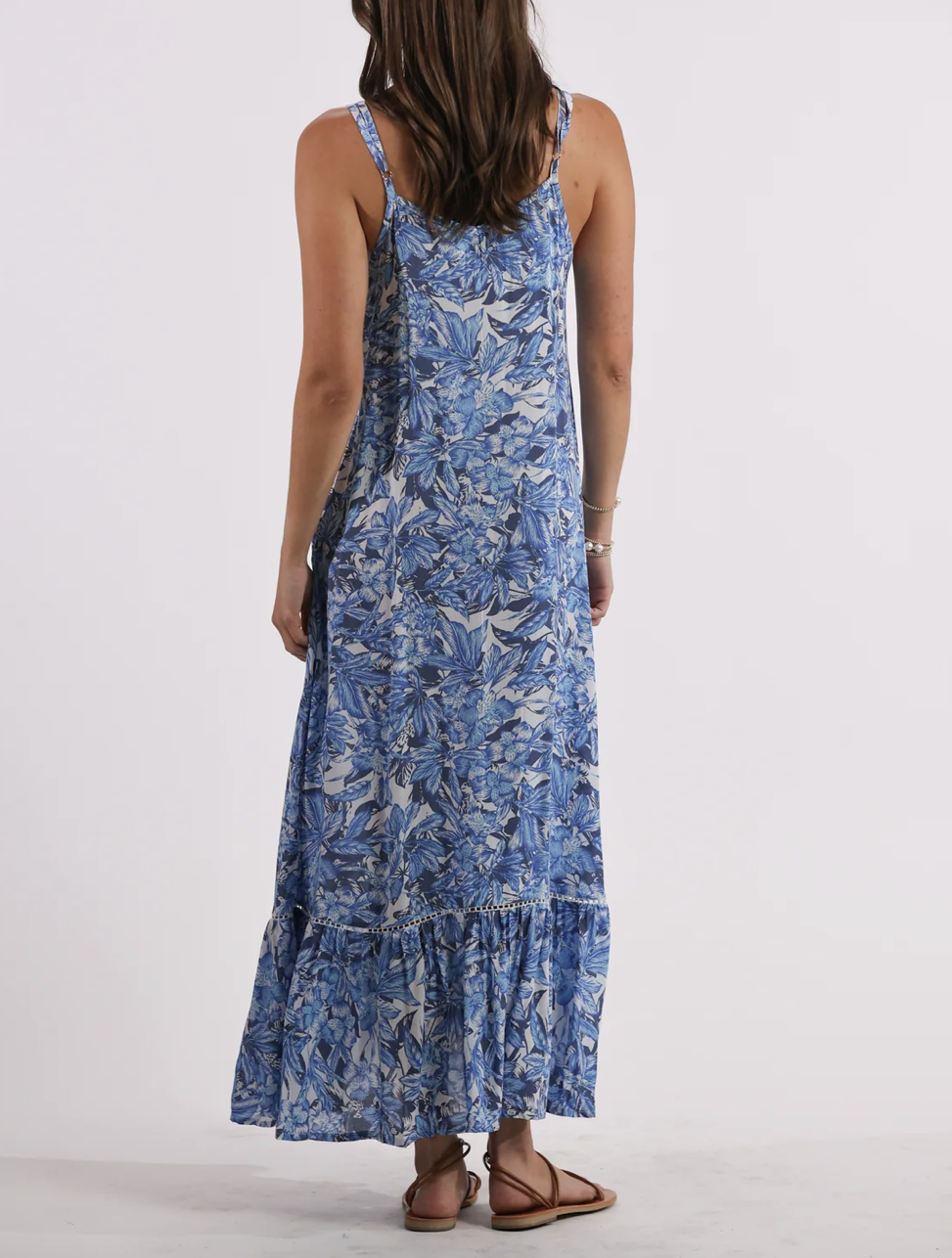 Day Trip Slip Maxi Dress in Blue Pattern