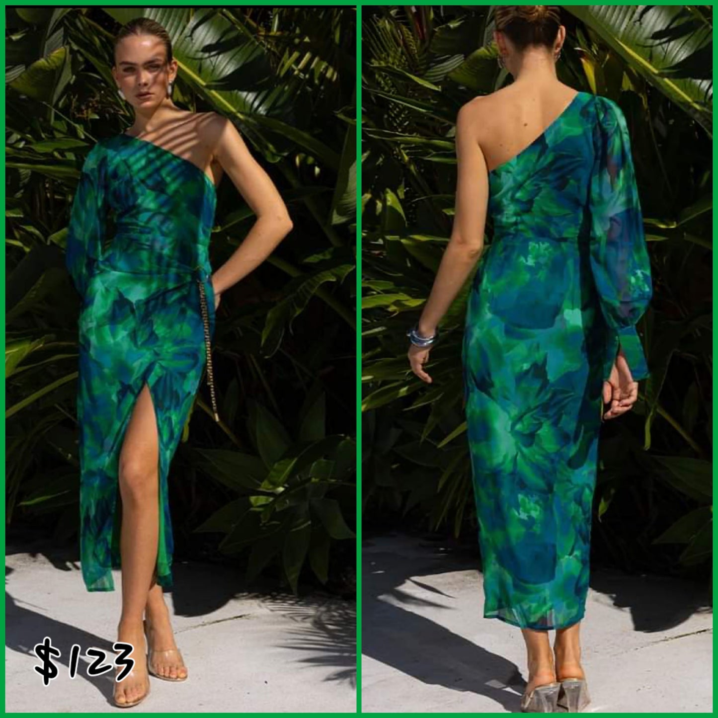 Emerald Floral Midi Dress