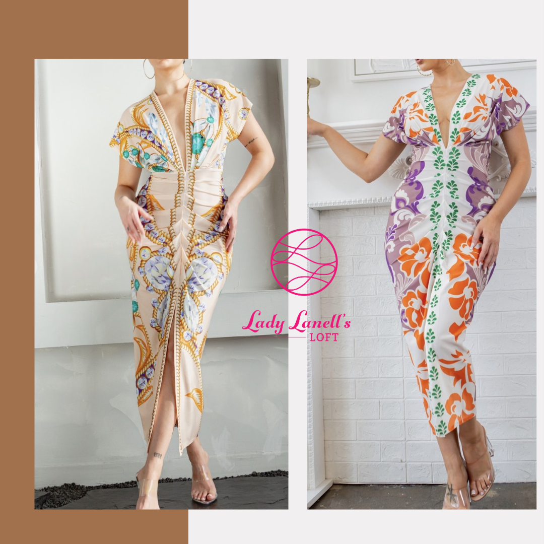Vogue Patterned Midi Dress - Multiple Colors