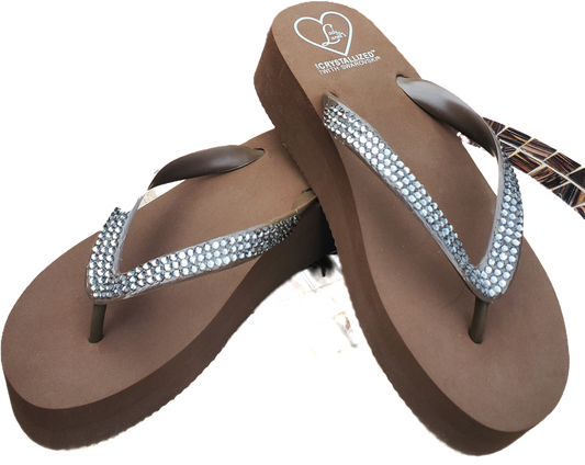 Classic Sandal - Chocolate with All Black Diamond Stones