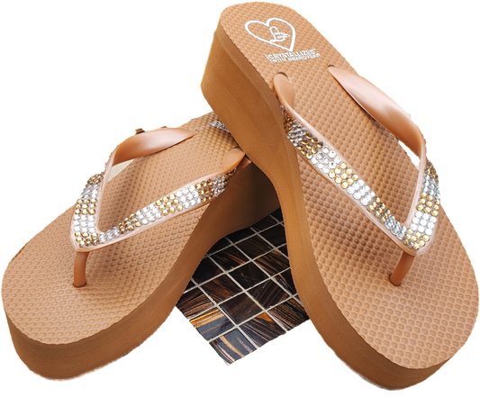 High Night Sandal - Camel - Silver and Gold