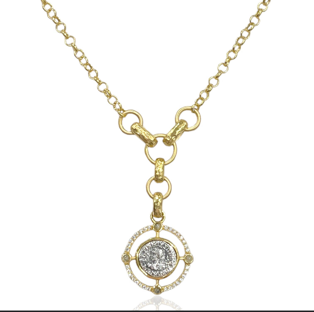 World coin 14K gold plated over brass
16-18" adjustable