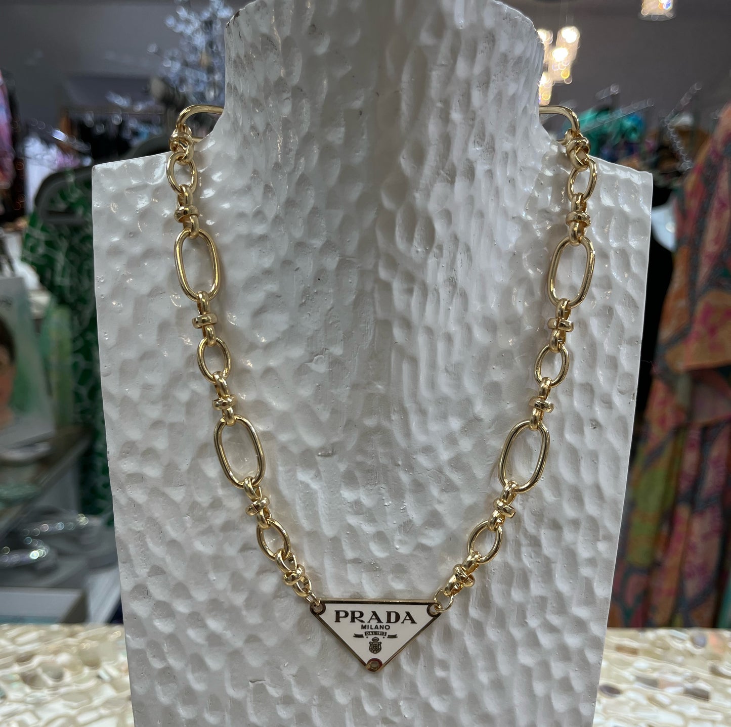 Vintage Prada Label Necklace