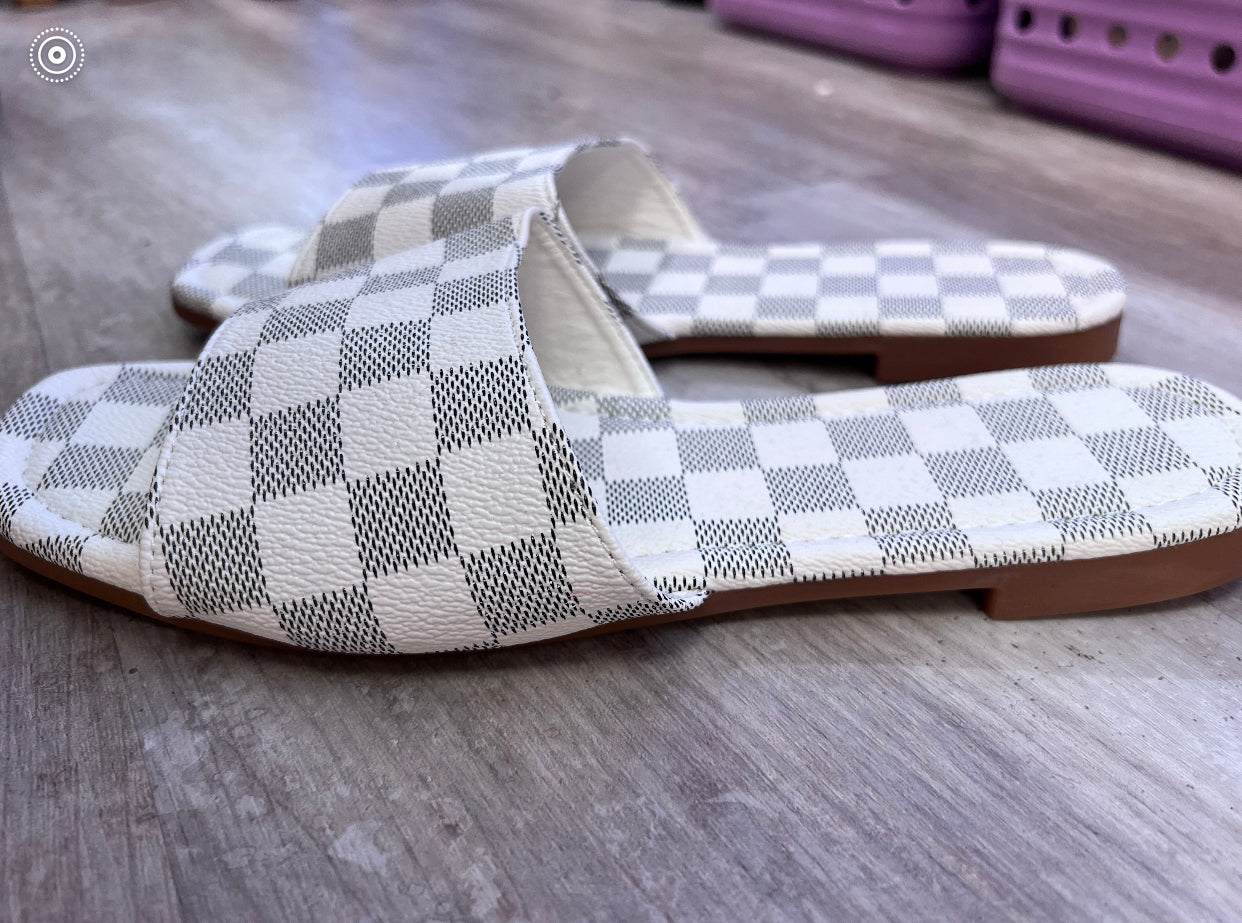 Checkered Slip-On Sandals