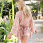 Bell Sleeve Kimono Wrap Short Romper - Soft Pink