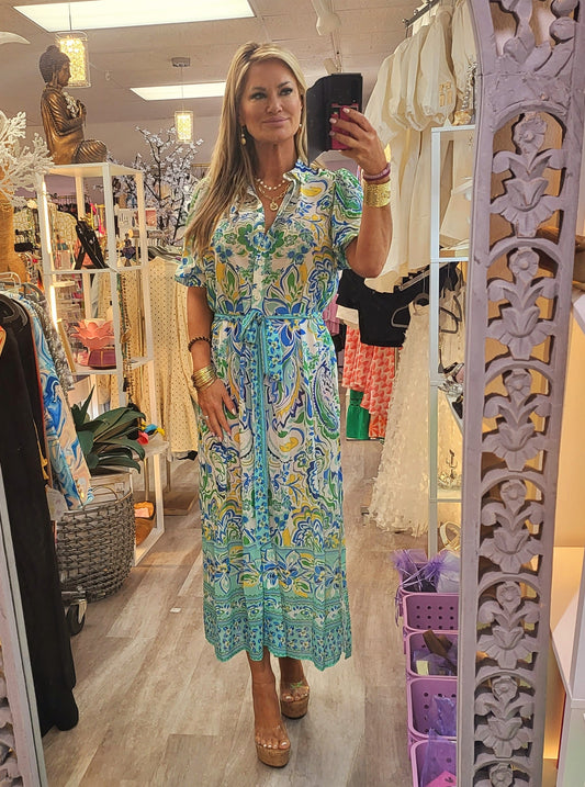 Limoncello Button Down Maxi Dress